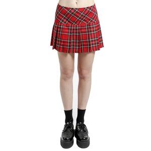 Womens Red Pleated Skirt